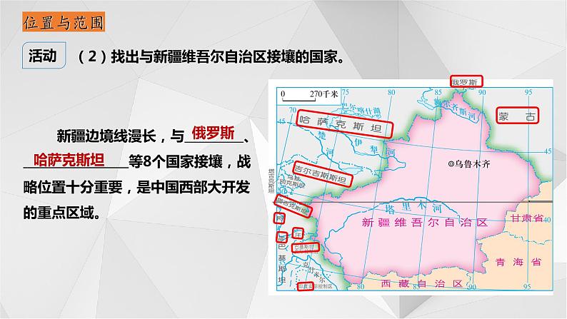 8.3新疆维吾尔自治区的地理概况与区域开发(第1课时)2021-2022学年八年级地理下册课件第7页