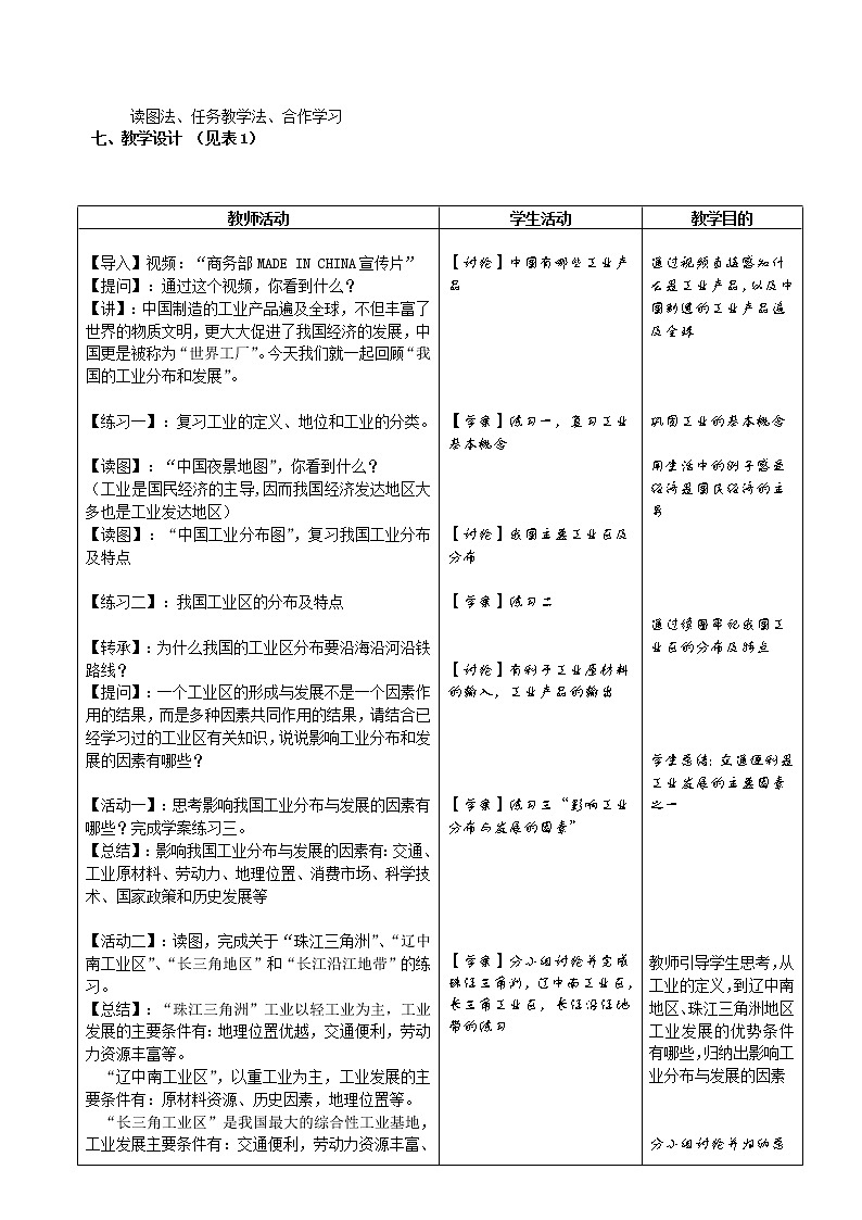 人教版八上地理 4.3工业 复习 教案第2页