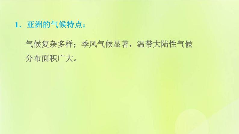 晋教版七年级地理下册第8章认识亚洲8.1位置范围和自然条件第2课时复杂多样的气候课件02