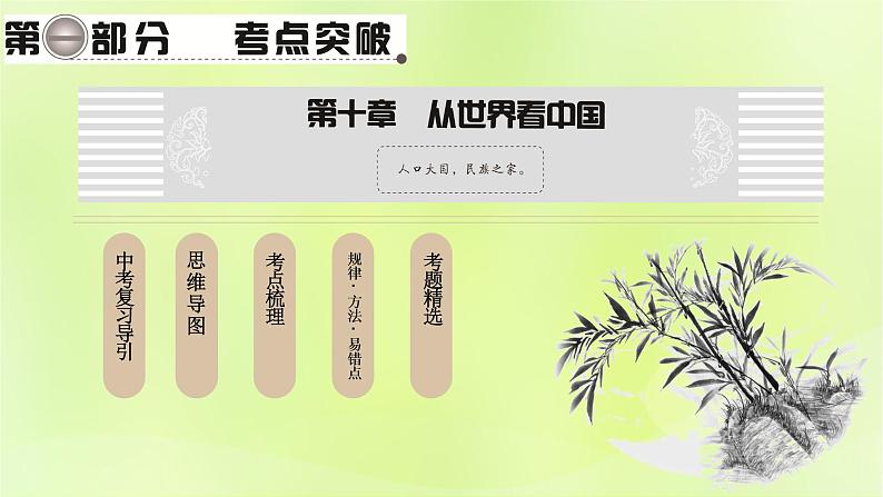 人教版中考地理总复习第1部分考点突破第10章从世界看中国课件第1页