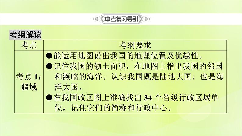 人教版中考地理总复习第1部分考点突破第10章从世界看中国课件第2页