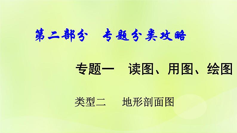 湘教版中考总复习34专题1读图用图绘图专题分类攻略类型2等高线地图课件第1页
