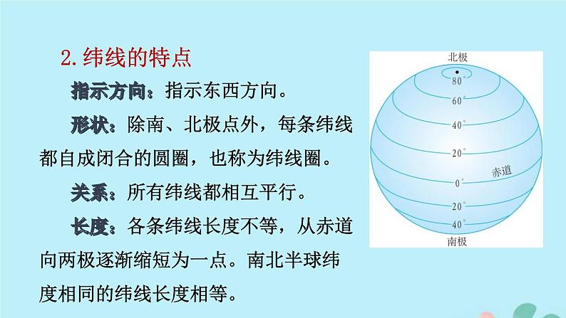 初中地理人教版七上_第一章地球和地图第一节地球和地球仪第2课时纬线和纬度经线和经度利用经纬网定位课件06