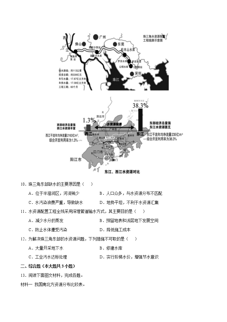 3.3水资源（同步训练）-2022-2023学年八年级上学期精选习题（人教版）03