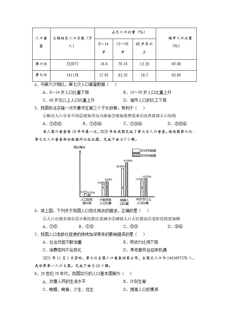 湘教版八上地理1.3《中国的人口》课件+同步练习02