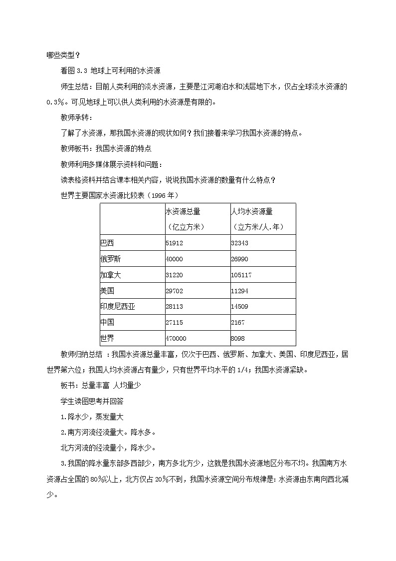 晋教版八上地理 3.3紧缺的水资源 教案第2页