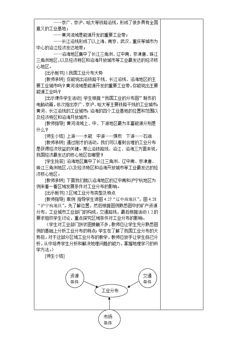 人教版八上地理  4.3工业 教案第3页