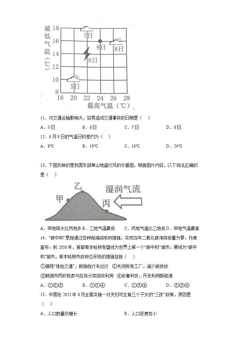 吉林省长春市高新区2021-2022学年七年级上学期期末地理试题(word版含答案)第3页
