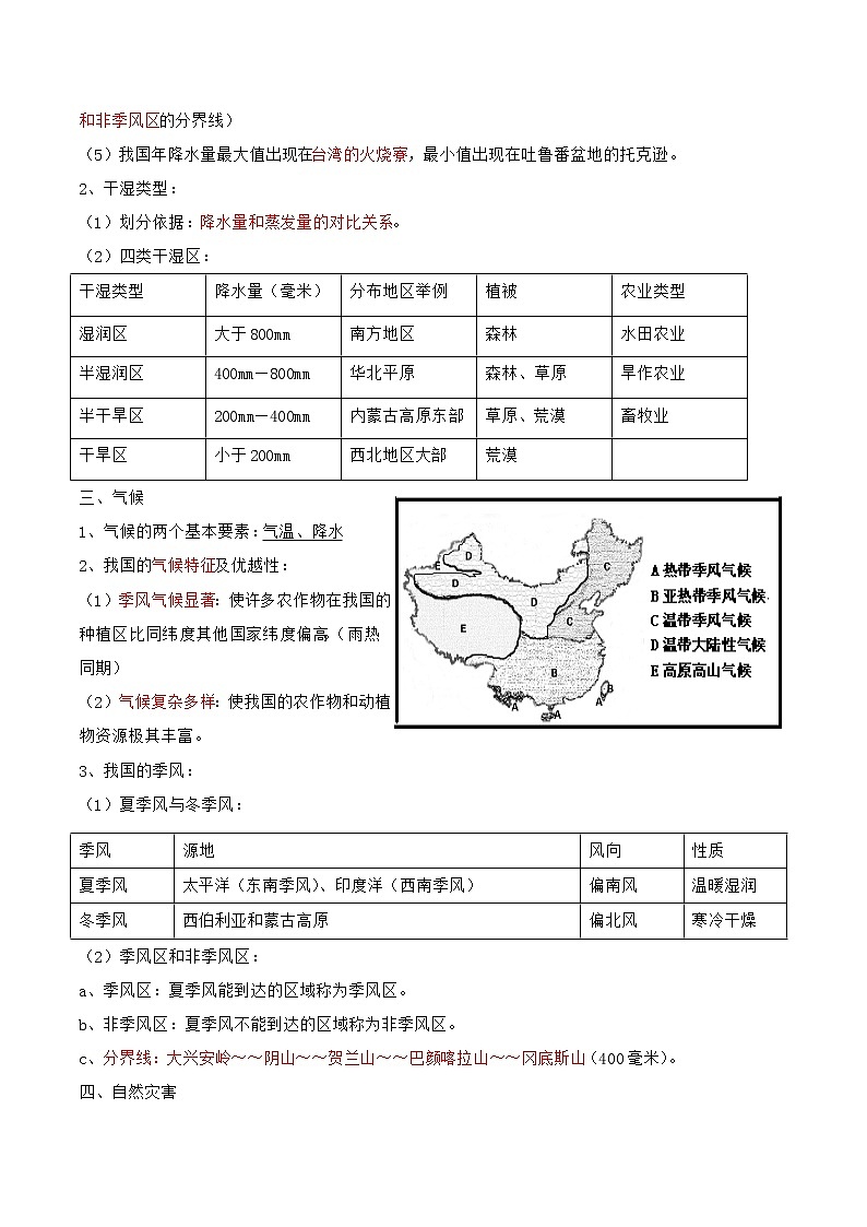 【培优分级练】湘教版 地理八年级上册 2.2《中国的气候》同步分级练(含解析)02