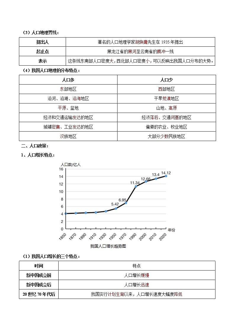 【培优分级练】中图·北京版 地理七年级上册 2.3《人口和民族》同步分级练(含解析)02