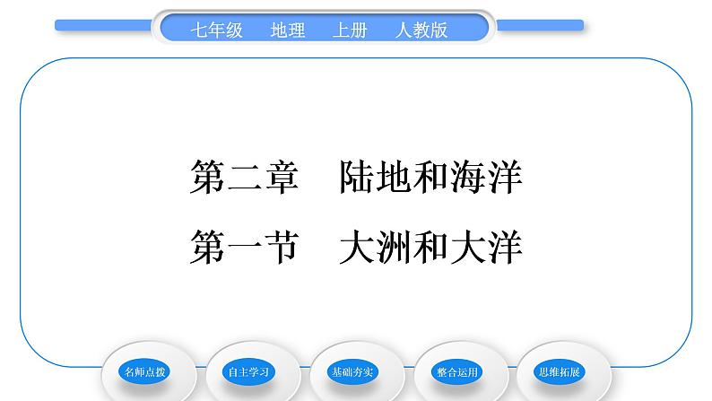 人教版七年级地理上第二章陆地和海洋第一节 大洲和大洋习题课件第1页