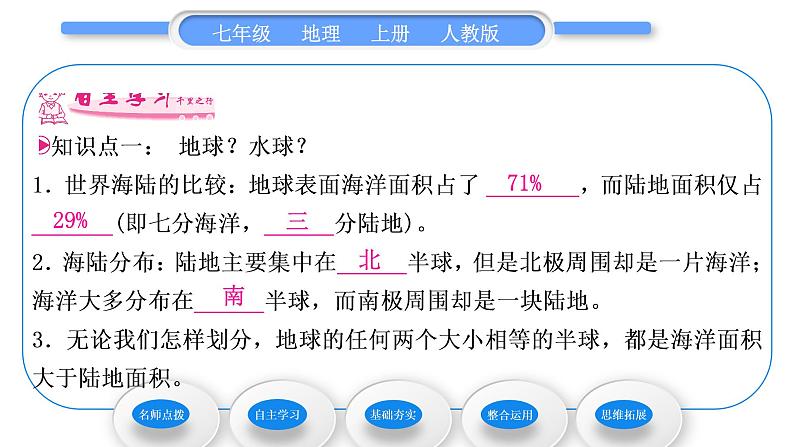 人教版七年级地理上第二章陆地和海洋第一节 大洲和大洋习题课件第6页