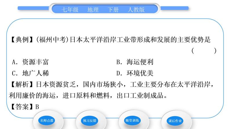 人教版七年级地理下第7章我们邻近的地区和国家第1节日本第2课时与世界联系密切的工业　东西方兼容的文化习题课件习题课件05