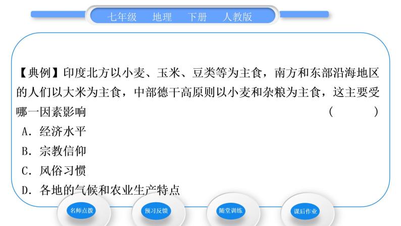 人教版七年级地理下第7章我们邻近的地区和国家第3节印度第2课时印度的粮食生产　迅速发展的服务外包产业习题课件习题课件04