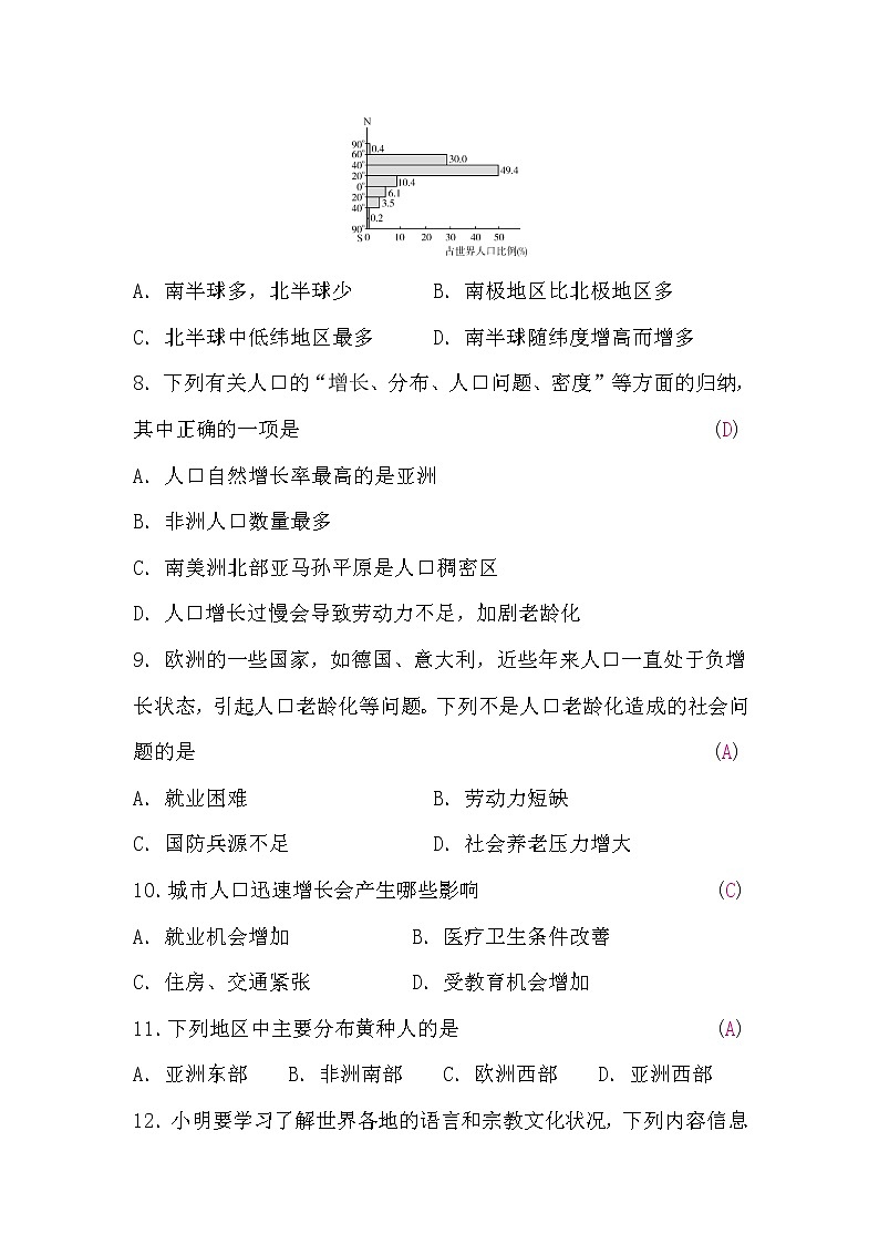 人教版地理七年级上册第四、五章检测题(word版,含答案)第3页