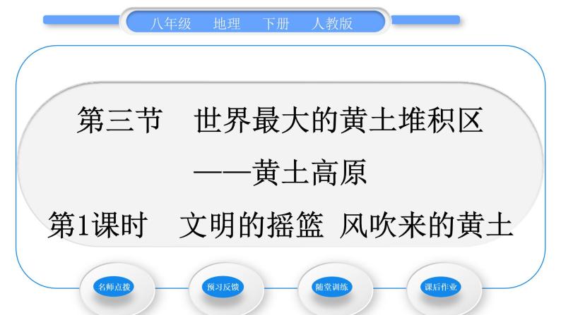 人教版八年级地理下第6章北方地区第3节 世界最大的黄体堆积区——黄土高原第1课时 文明的摇篮  风吹来的黄土习题课件01