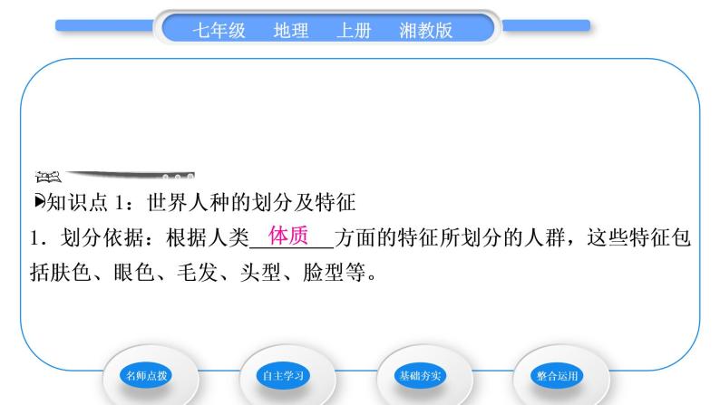 湘教版七年级地理上第三章世界的居民第二节世界的人种习题课件06