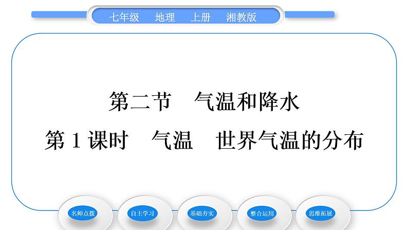 湘教版七年级地理上第四章世界的气候第二节气温和降水第1课时气温 世界气温的分布习题课件第1页