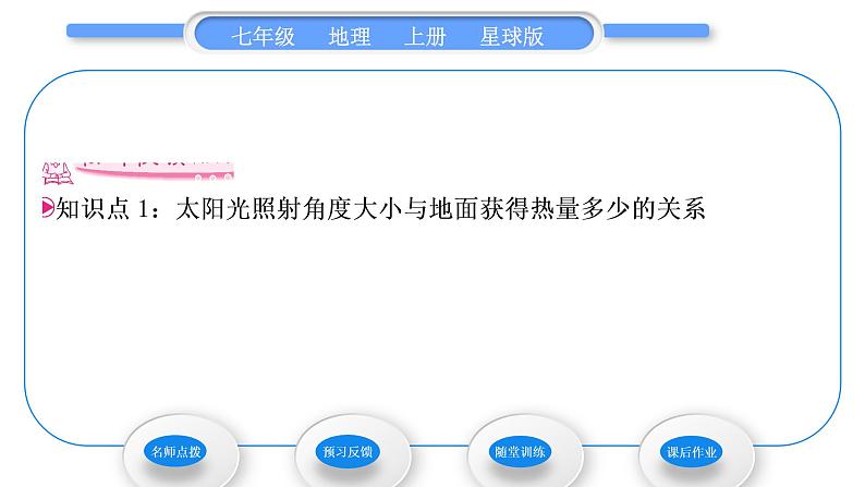 商务星球版七年级地理上第一章地球活动课太阳光直射、斜射对地面获得热量的影响习题课件第7页