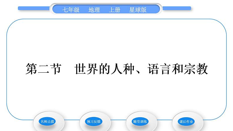 商务星球版七年级地理上第五章世界的居民第二节世界的人种、语言和宗教习题课件01