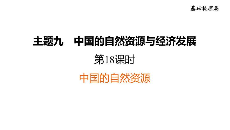 中考地理复习第18课时中国的自然资源课时教学课件第1页