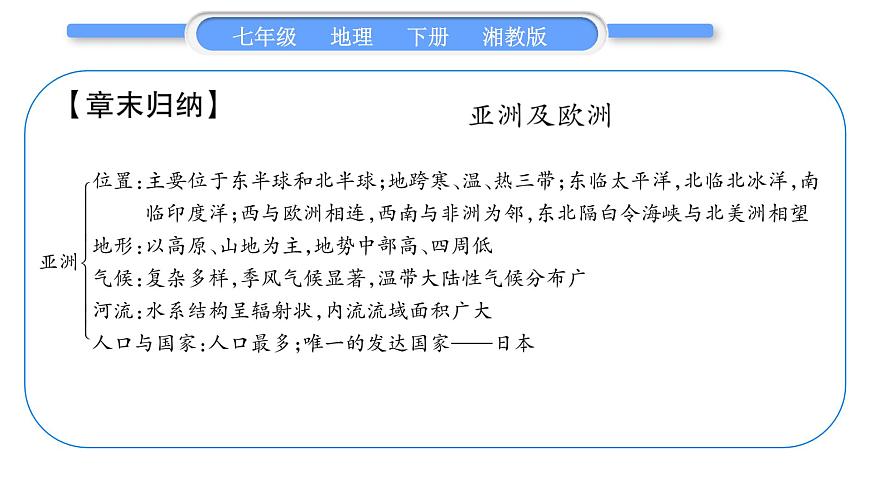湘教版七年級地理下6章認(rèn)識大洲歸納提升習(xí)題課件第2頁