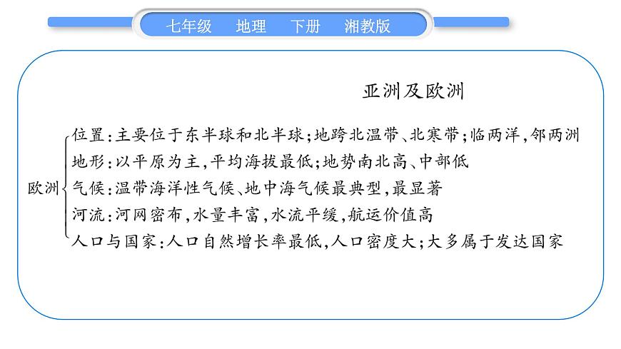 湘教版七年級地理下6章認(rèn)識大洲歸納提升習(xí)題課件第3頁
