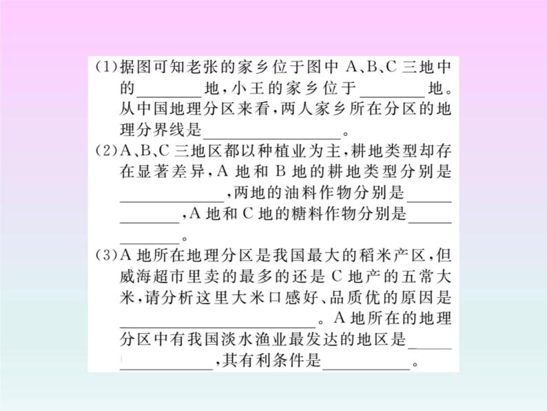 初中地理8下专题九 中国的地理差异习题课件08