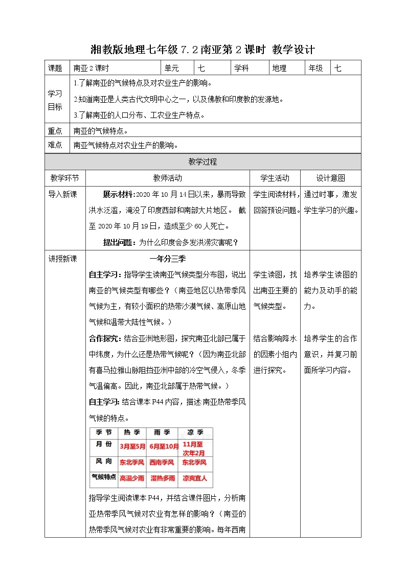 7.2南亚 第2课时 课件+教案+导学案01