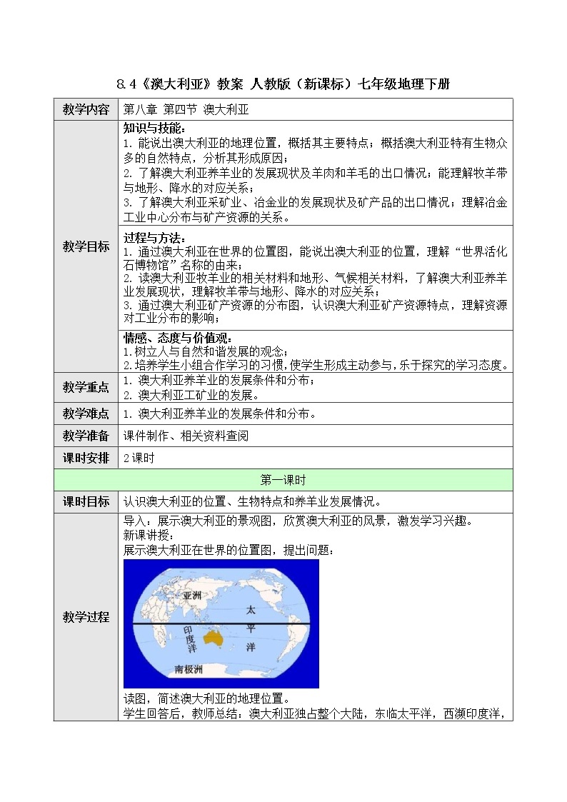 8.4《澳大利亚》课件+教案+学案 人教版（新课标）七年级地理下册01