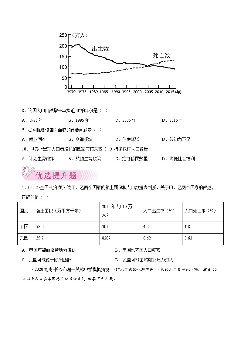 【期末好题汇编】人教版地理 七年级上学期期末好题-专题07 人口(图表专项题型)(原卷版)第3页