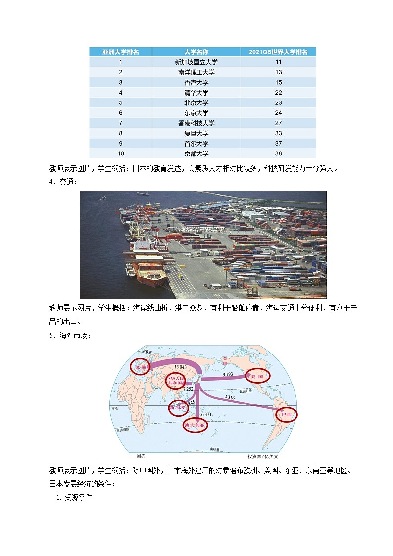 湘教版地理七年级下册 8.1.2 日本 教案第3页