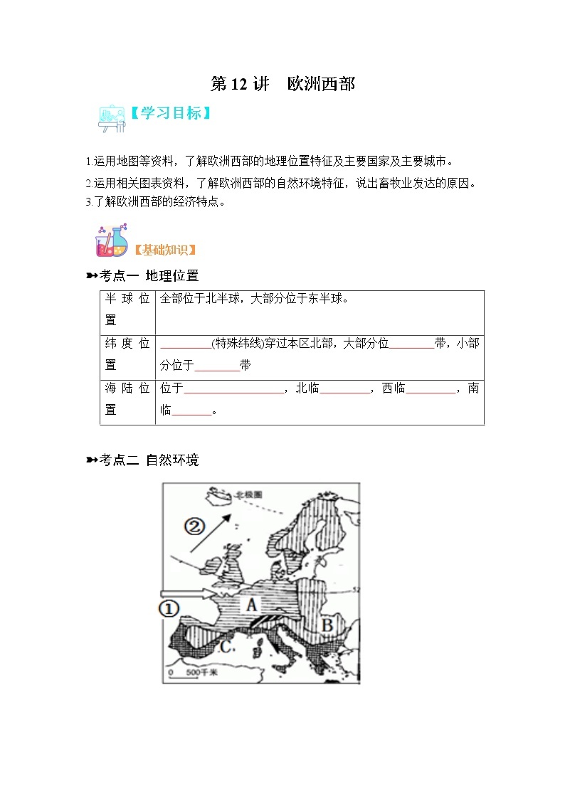 【寒假自学】2023年人教版地理七年级-第12讲《欧洲西部》寒假精品讲学案（含解析）01