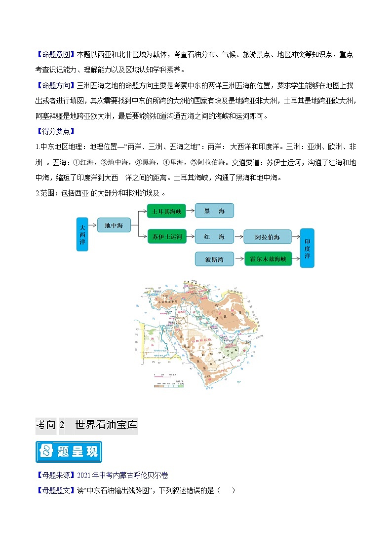 专题12 中东-备战2023年中考地理母题题源解密(全国通用)(原卷版)第2页