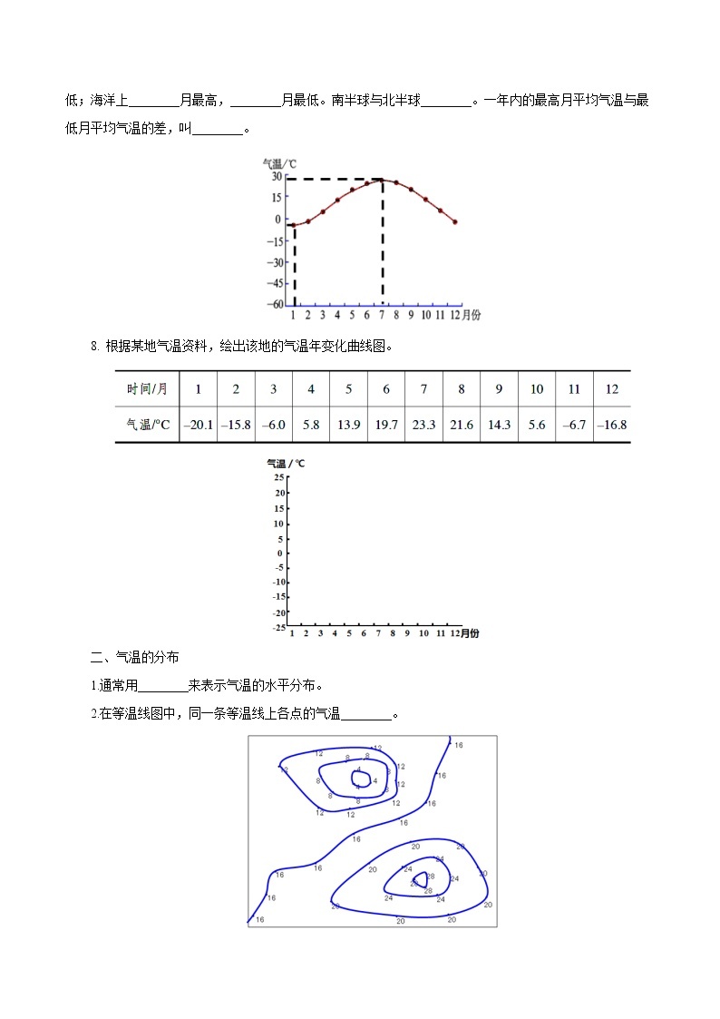 3.2  气温的变化与分布-七年级地理上册10分钟课前预习练（人教版）02