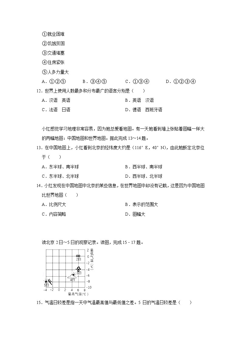2023年春人教版地理七年级下册开学测试卷(二)03