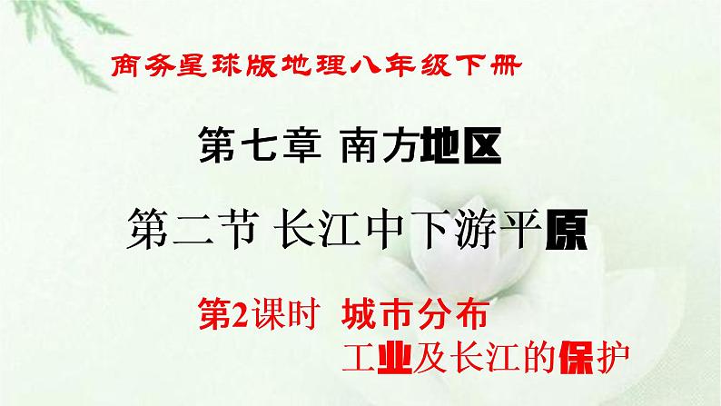 商务星球版地理八年级下册 第七章 南方地区 第二节 长江中下游平原 第2课时 城市分布,工业及长江的保护 课件第1页