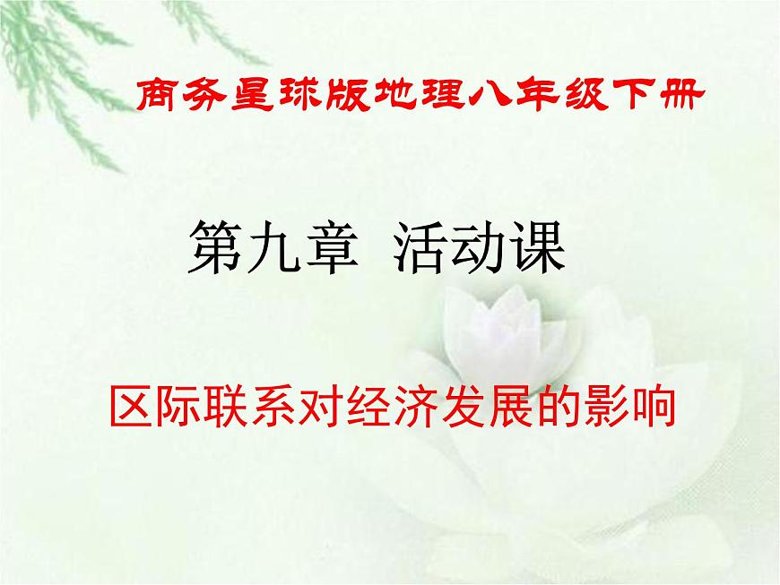 商務(wù)星球版地理八年級下冊 第十章 活動課 區(qū)際聯(lián)系對經(jīng)濟(jì)發(fā)展的影響 課件第1頁