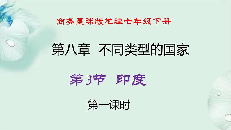 商务星球版地理七年级下册 第八章 不同类型的国家 第三节 印度 第1课时 课件第1页