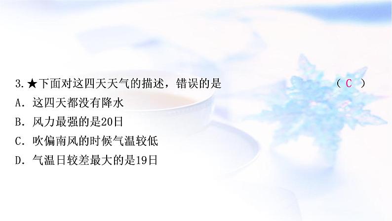 星球版中考地理复习第四章天气与气候第1课时天气气温和降水的变化与差异作业课件05