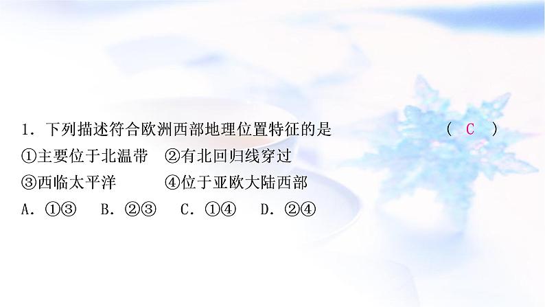 星球版中考地理复习第七章各具特色的地区第2课时欧洲西部极地地区作业课件第3页