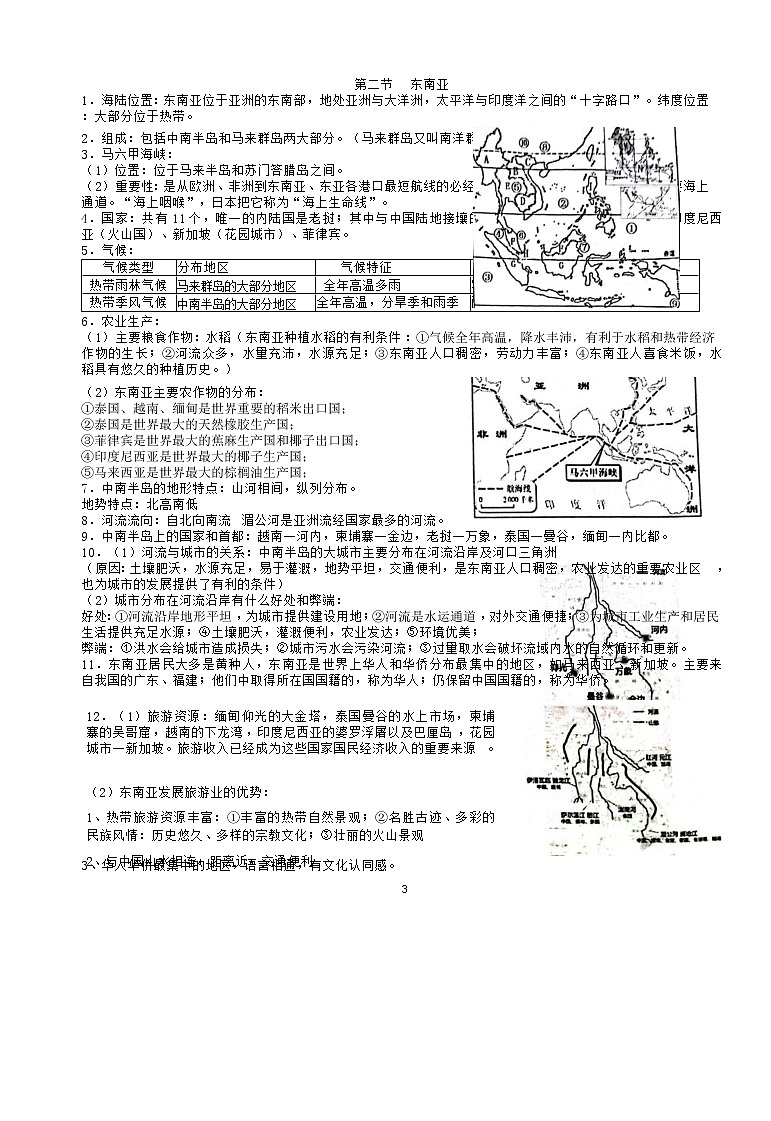 2022-2023學(xué)年人教版七年級(jí)下冊(cè)地理全冊(cè)知識(shí)點(diǎn)第3頁