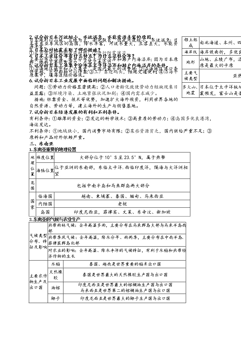 2022-2023学年人教新版七年级下册地理知识点02