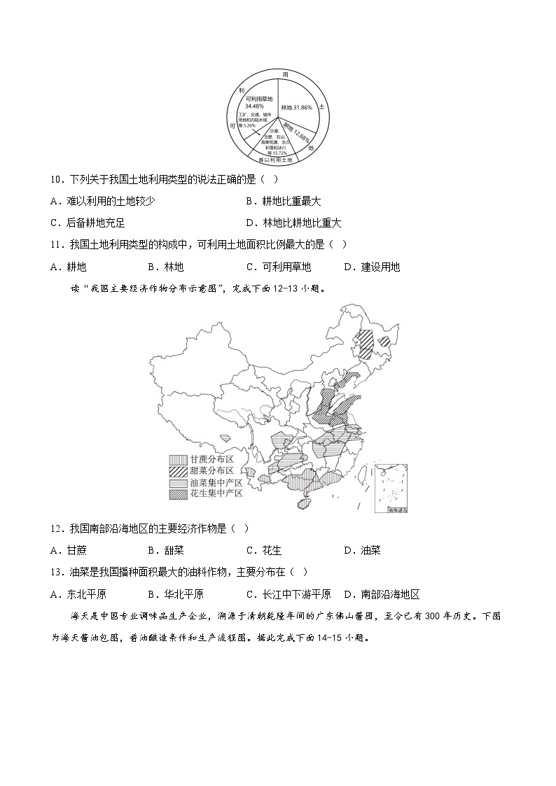 第四章  自然资源与经济发展（基础测试卷）——2022-2023学年七年级下册地理单元复习训练（中图版）03