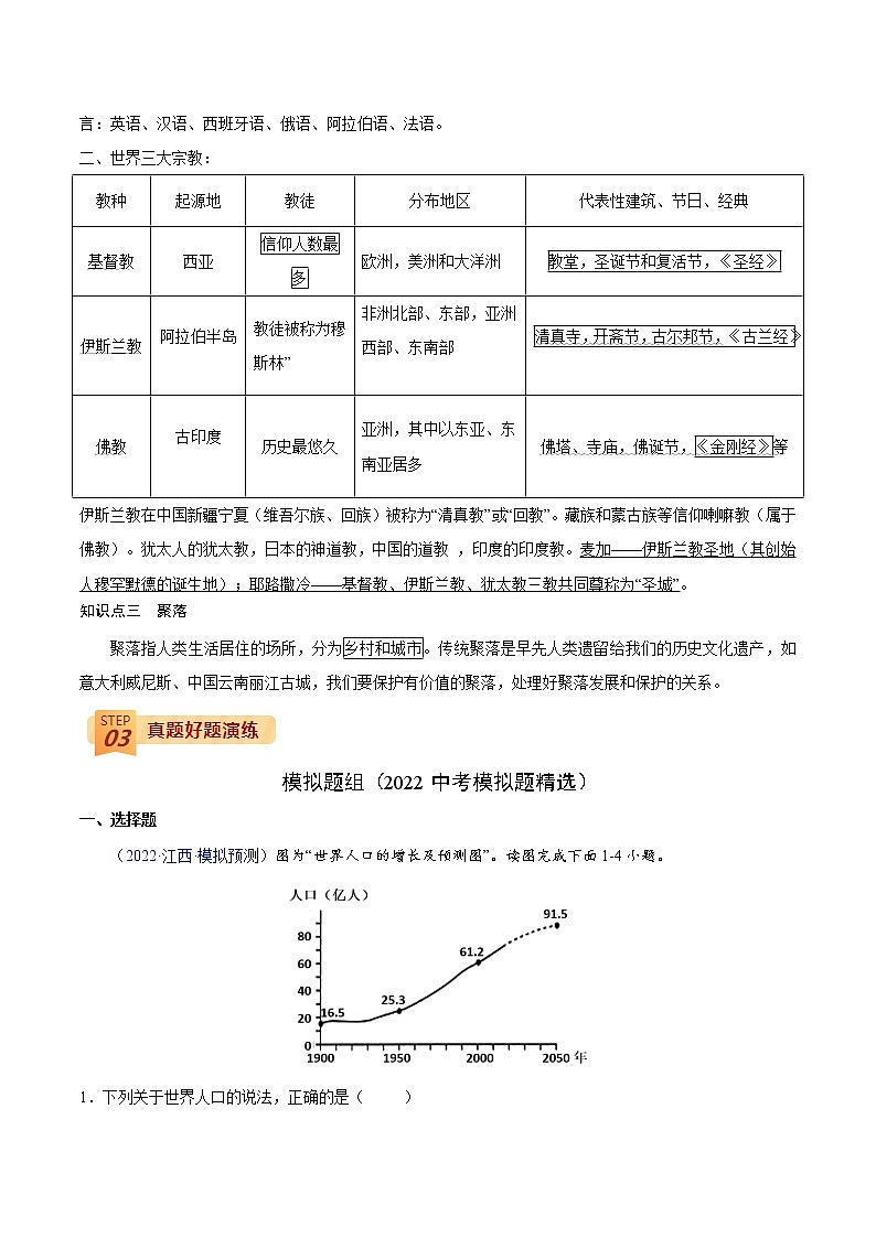 回归教材重难点 专题06 居民 (学生版)第3页
