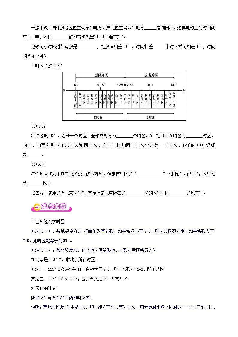 中考地理一轮复习学案专题02 地球的运动 (含答案)第2页