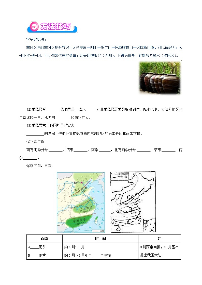 中考地理一轮复习学案专题16 中国的气候 (含答案)02