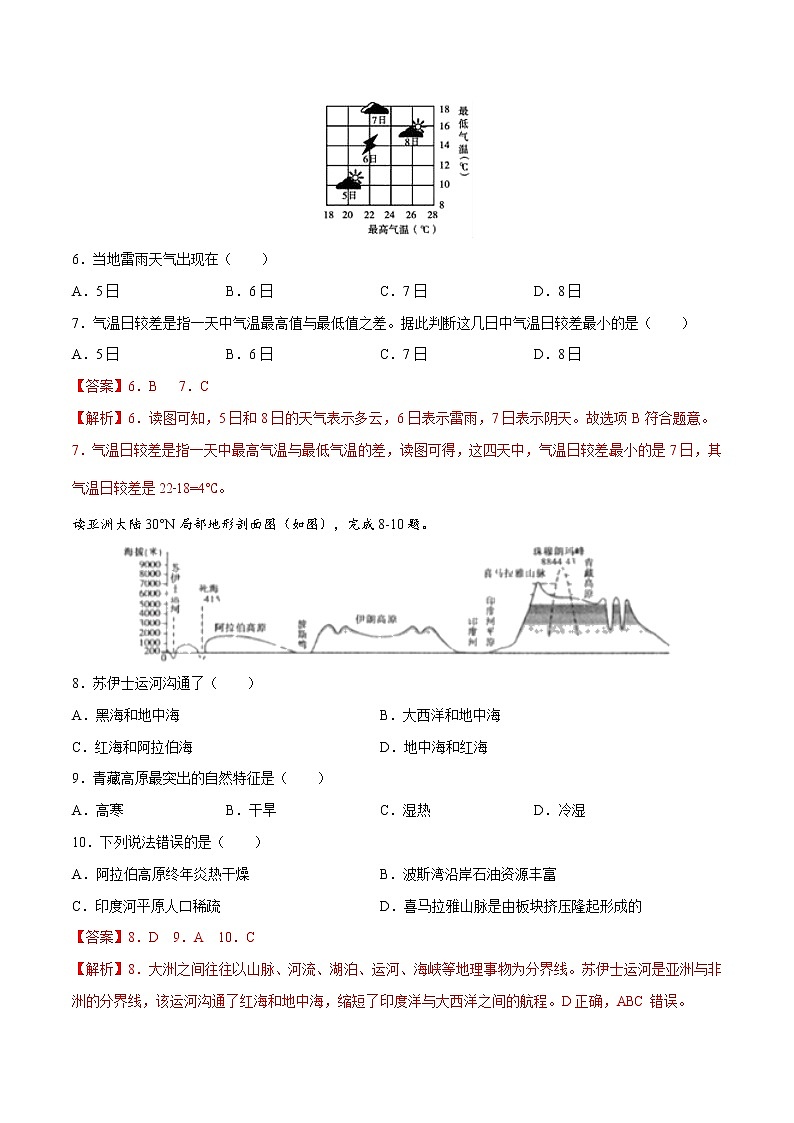中考地理模拟试卷十七(含答案)第3页