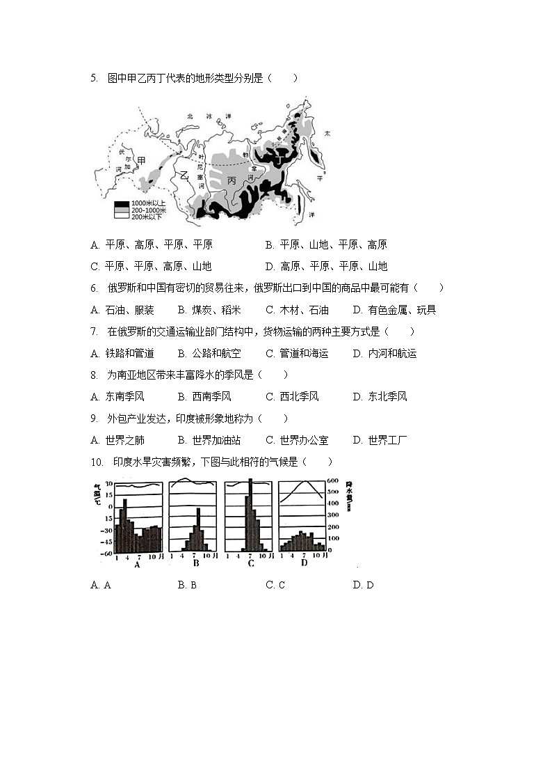 2022-2023学年江苏省连云港市海州区七年级(下)期中地理试卷(含解析)第2页