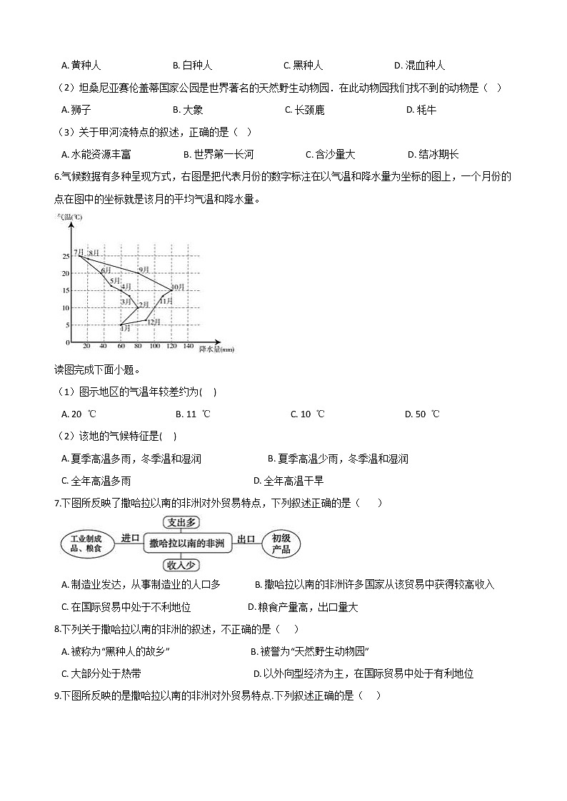 中考地理一轮必考知识点复习课时练习:撒哈拉以南的非洲、澳大利亚 (含答案)第2页
